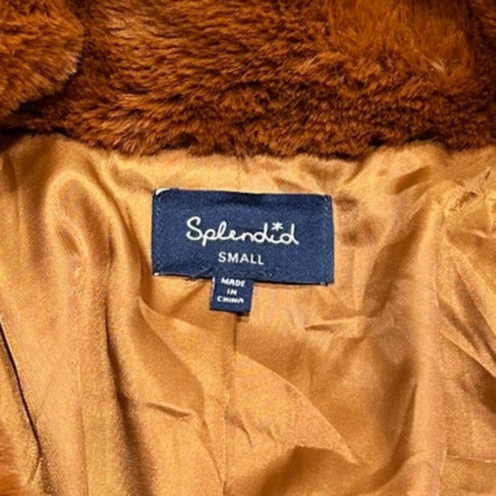 Splendid Y2K Brown Teddy Faux Fur Boho Jacket Zip Up Cozy Plush Women’s Small - Picture 7 of 12
